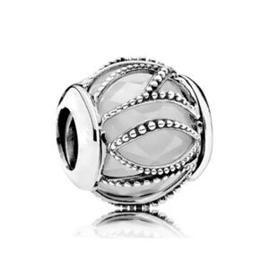 Grey And Silver Accented Spacer Bead